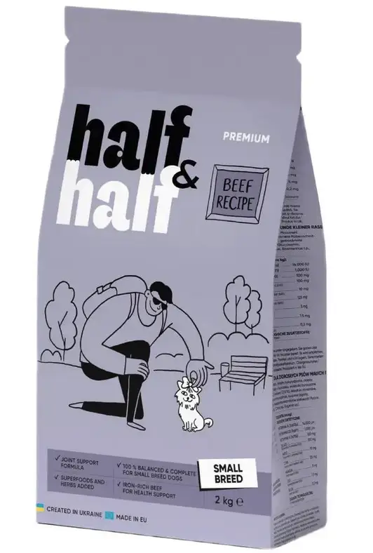 Half&Half Small Breed 1кг для собак мелких пород ( говядина 27% )1